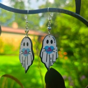 Handmade “UR CUTE” Ghost Earrings | Spooky Cute Dangle Earrings 👻💖